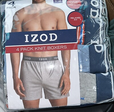 #ad IZOD Men#x27;s 4 Pack Tag Free Comfort Knit Boxers Colors Vary Size XXL 44 46 $16.95