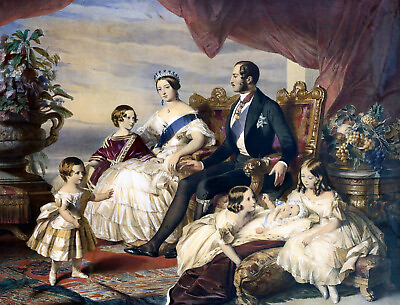 #ad Oil Franz Xaver Winterhalter The Royal Family in 1846 couple children baby 48quot; $385.39