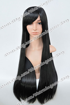 #ad Black 70cm Wigs Straight Standard Stylish Cosplay Halloween Elegant Attractive $29.99
