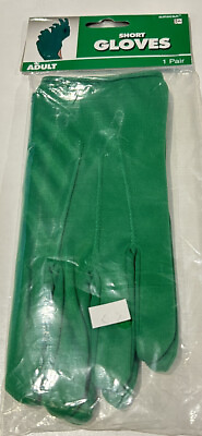 #ad Green COSTUME Gloves adult one size NEW $5.00
