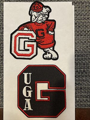 #ad 2 UGA Georgia Bulldogs Vintage Embroidered Iron On Patches Patch Lot $9.99