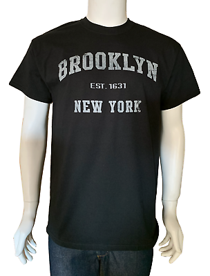 #ad New Men#x27;s Adult Brooklyn New York Est.1631 New York City Cotton Black T Shirt XL $12.95