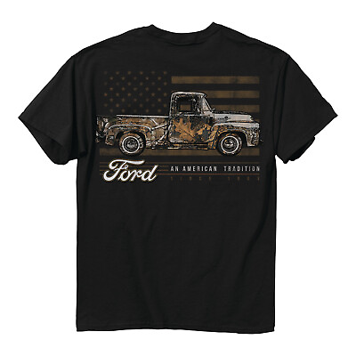 #ad Ford Truck Camo American Flag Black T Shirt $19.99