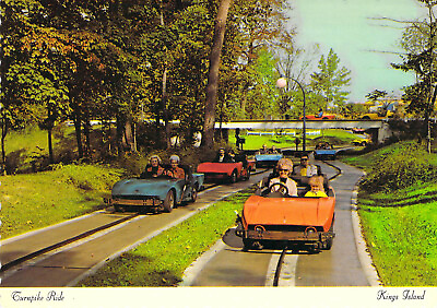 #ad 1975 OH Kings Island Amusement Park Turnpike Ride Cars 4x6 postcard Ct28 $4.96