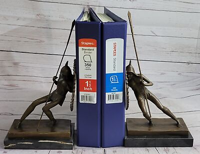 #ad Pair Two Japanese Warrior with Shield Bronze Sculpture Bookends Book Ends Figure $399.00
