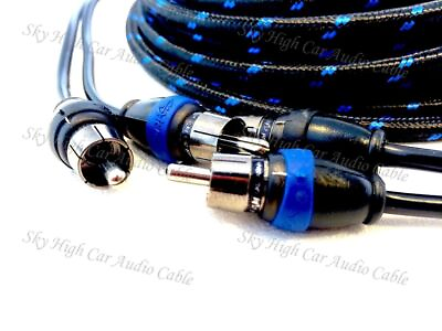 #ad Sky High Car Audio 2 Channel 12 ft RCA Cables Triple Shield Nylon Coated 12#x27; $19.95