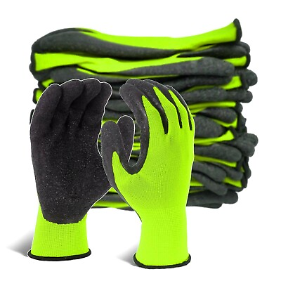 #ad EvridWear 12 Pairs Pack Crinkle Latex Rubber Coated Work Gloves $25.98