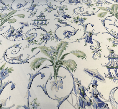 #ad Waverly Mandarin Prose Blue Porcelain Drapery Upholstery Fabric by the Yard $22.95