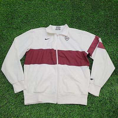 #ad NIKE Arsenal FC Warm Up Zip Track Jacket L Short 23x25 White Maroon Embroidered $168.79