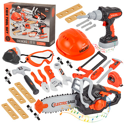 #ad 35 Piece Toddler Tool Set Electronic Toy Drill Pretend Play Kids Toys Orange US $33.66