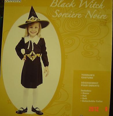 #ad Halloween Black WITCH TODDLER Costume SZ 2T CHILD New Black Red GIRL $7.79