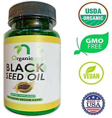 #ad Organic Cold Pressed Black Seed Oil Liquid Capsule 1250 mg 60 Veg Soft Gels. $14.95