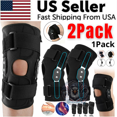 #ad Hinged Knee Brace Compression Sleeve Joint Support Open Patella Stabilizer Wrap $14.97