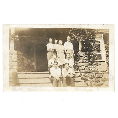 #ad Vintage Snapshot Photo Handsome Brothers Family Men Boy Women Mom Dad Home C1925 $6.99