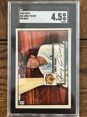 #ad 1952 Topps Jerry Priddy #28 Red Back SGC 4.5 $39.75