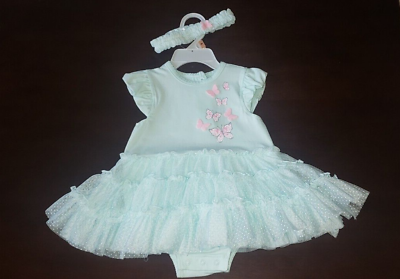 #ad Little Me 2 Piece Butterfly Tutu Romper Infant Girl Size 9 Months $12.99