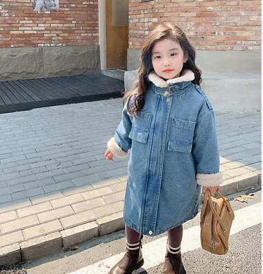 #ad New Baby Kids Fleece Denim Jacket Thick Jeans Coat Girls Winter Warm Outerweat $37.90