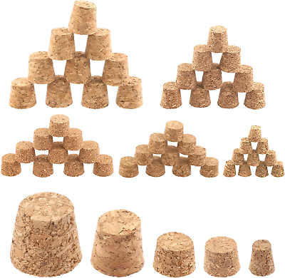 #ad 100Pcs 5 Sizes Mini Cork Stoppers Tapered Cork Plugs Small Corks Assortment W... $15.30