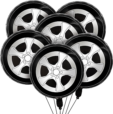 #ad 6 Pcs Wheel Tire Balloons 18 Inch Race Car Balloons Race Car Party Decorations C $22.99