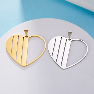 #ad 5pcs Big Heart Charms for Jewelry Making Stainless Steel Necklace Pendant DIY $7.73