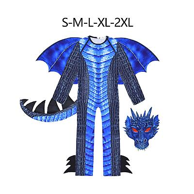#ad Kids Dragon Costume Stage Performance Easter Child Dragon Wing Tail Mask Set $36.40