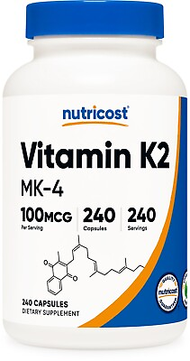 #ad Nutricost Vitamin K2 MK4 100mcg 240 Capsules Gluten Free and Non GMO $14.98