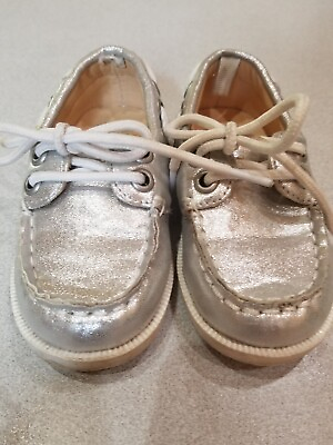 #ad Gymboree Toddler Unisex Kids Boat Tennis Shoes Sneaker Sz 6 Metallic Silver $9.99