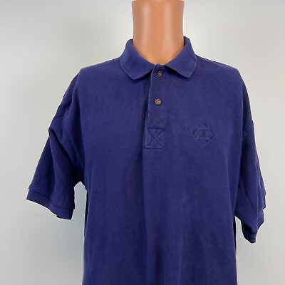 #ad Champion Basic Polo Shirt Vintage 90s Embroidered Logo Purple Size L $24.49