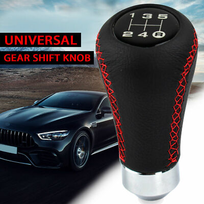 #ad UNIVERSAL 5 SPEED LEATHER CAR MANUAL SHIFT KNOB GEAR STICK SHIFTER LEVER HANDLE $12.00