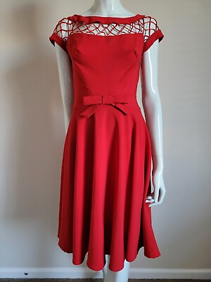 #ad TATYANA Alika Red Swing Circle Pinup Dress Size XS Bettie Page classy rockabilly $60.00