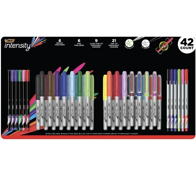 #ad BIC Intensity Permanent Marker amp; Fineliner Kit Assorted Colors 42 Count $18.95