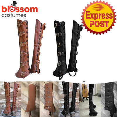 #ad N865 Mens Deluxe Pirate Steampunk Viking Medieval Costume Boots Top Shoes Covers AU $39.95