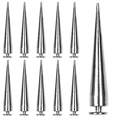 #ad 30PCS 40MM Spike and Studs Silver Cone Spikes Punk Bullet Large Leather $9.61