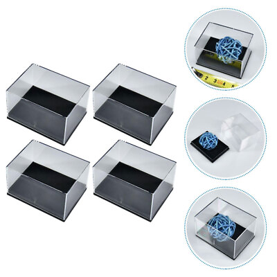 #ad 4 Pcs Mineral Specimen Display Case Storage Boxes Transparent Mini Conch $9.02