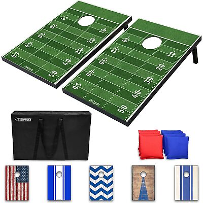 #ad GoSports Classic Outdoor Cornhole Game Set with 8 Bean Bags Football Field $75.99