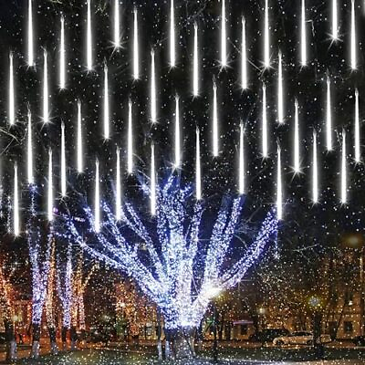 #ad 240 LED Meteor Shower Christmas Lights 11.8 inch 10 Tubes Falling White $34.11