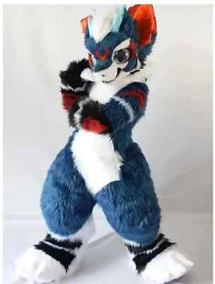 #ad Mascot Costumes for Adults Fursuit Fox Mascot Suit Costumes Blue Bear Long Plush $499.99