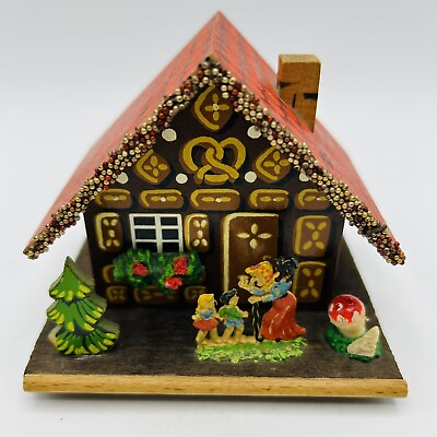 #ad Vintage German Hansel amp; Gretel amp; Witch Wood House Cabin Coin Bank Germany 4x4.5” $30.95