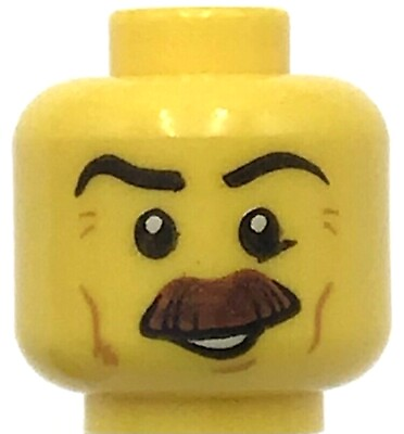 #ad Lego New Yellow Minifigure Head with Brown Bushy Mustache Figure Piece $1.99