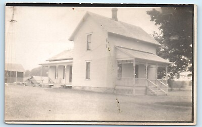 #ad POSTCARD RPPC Hastings Michigan 1910 Ruth Erb House Porches Outbuildings $12.71