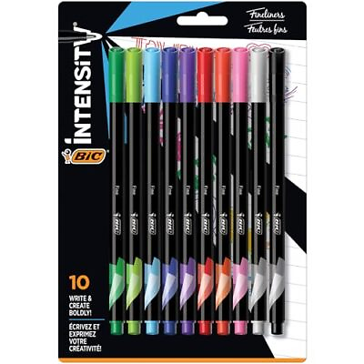 #ad BIC Intensity Fineliner Marker Pen Fine Point 0.4 mm Assorted Colors 10 Cou $10.41