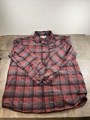#ad Duluth Shirt Mens Large Red Long Sleeve Button Up Plaid $12.87