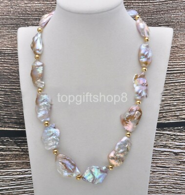 #ad Huge 30mm Lavender Baroque Keshi Reborn Natural Pearl Bead Necklace 20inch $59.99