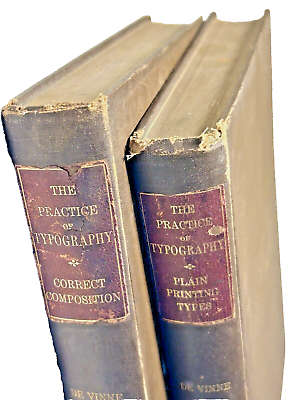 #ad Pair of 1902 Antique Typography Books Composition De Vine The Century Co. NY Vtg $75.00