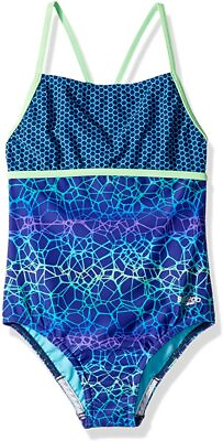 #ad Speedo Kids Multi Color Hidden Tropical Strappy One Piece Girl#x27;s Size 10 A3763 $46.75