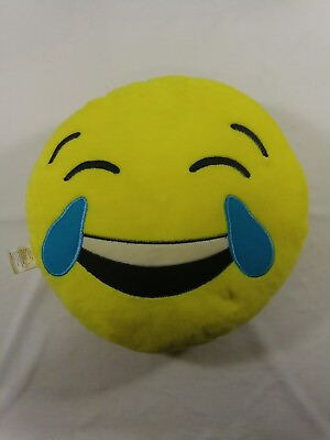 #ad Yellow Emoji Laugh Crying Face Plush Pillow Toys Kids Cushion 13 Inch Bed $16.95