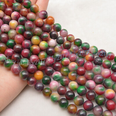 #ad 10 12mm Round Multicolor Jade Gemstone Loose Beads 15quot; Strand For Jewelry Making $7.06