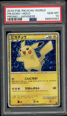 #ad Psa 10 Gem Mint Pikachu World Promo Holo Pokemon 2010 Set Japanese Blue $225.00