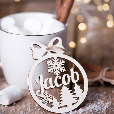 #ad Wooden Christmas ornament Personalized name snowflakeHoliday gift $9.99