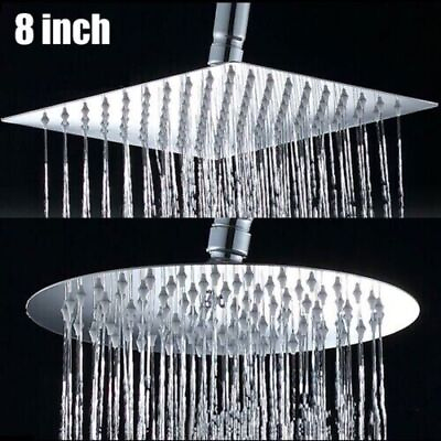#ad 8 10 Round Square Rainfall Stainless Steel Shower Head Bathroom Top Ceiling US $9.99